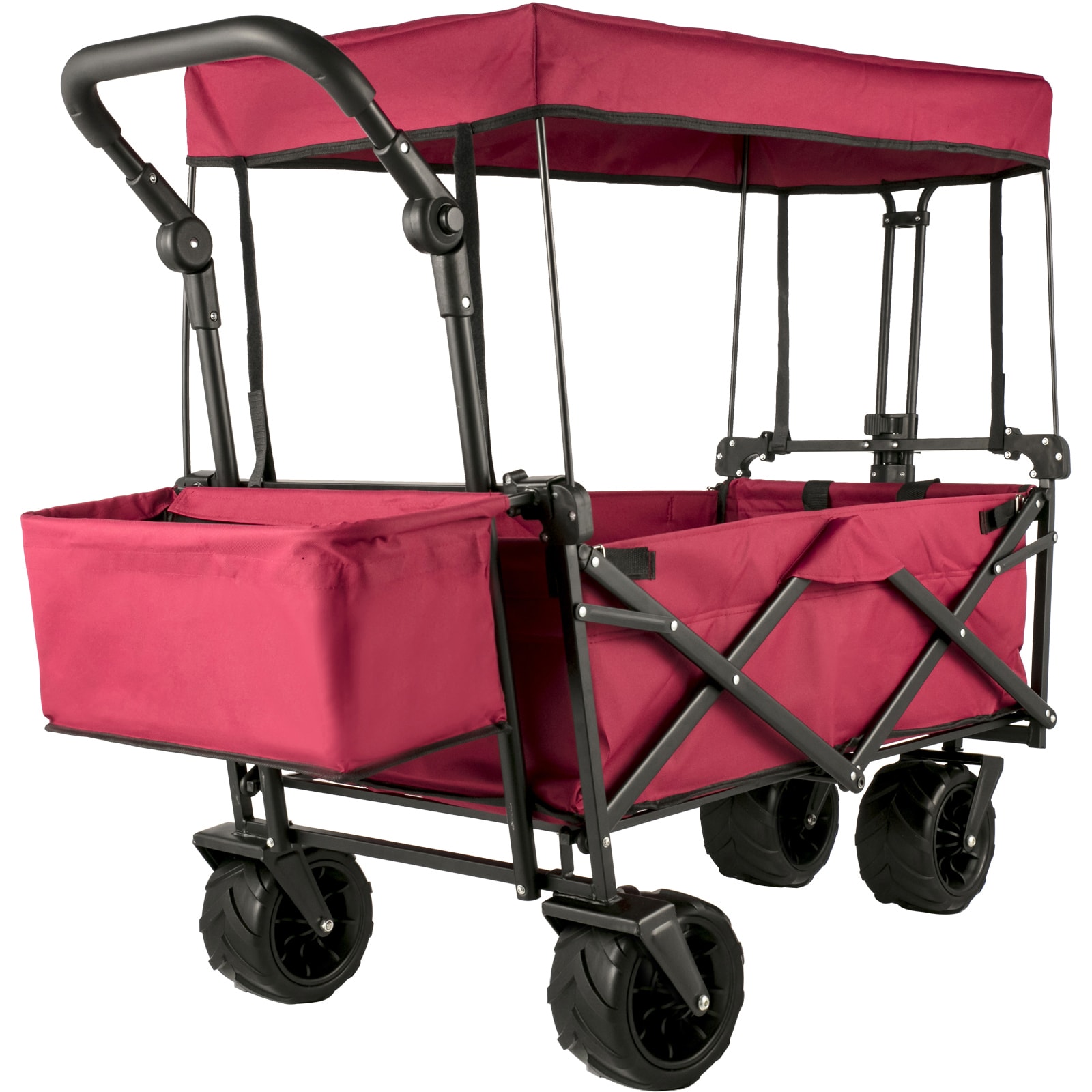 Extra Large Collapsible Garden Cart With Canopy And Rear Storage_voghion.com